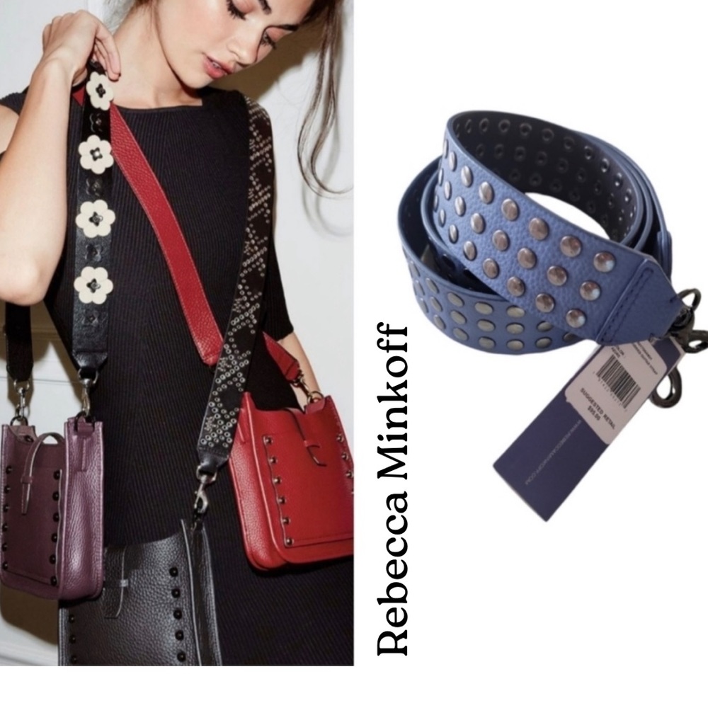 Rebecca Minkoff - Flat Studded Guitar Purse Strap - Azure